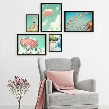 Set 5 tablouri decorative, SET_006, Lulu, 24x29 cm/34x44 cm, plastic imagine