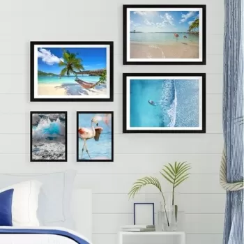 Set 5 tablouri decorative, SET_010, Lulu, 24x29 cm/34x44 cm, plastic imagine