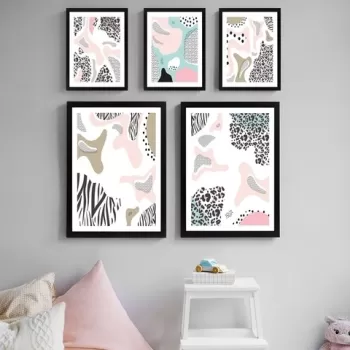 Set 5 tablouri decorative, SET_014, Lulu, 24x29 cm/34x44 cm, plastic imagine