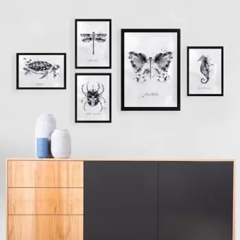 Set 5 tablouri decorative, SET_017, Lulu, 24x29 cm/34x44 cm, plastic imagine