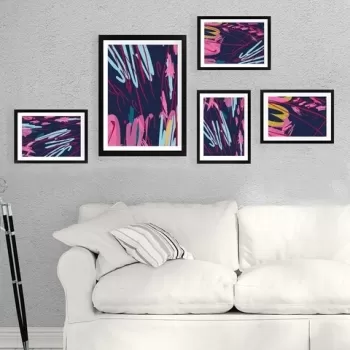Set 5 tablouri decorative, SET_020, Lulu, 24x29 cm/34x44 cm, plastic imagine