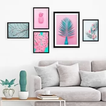 Set 5 tablouri decorative, SET_025, Lulu, 24x29 cm/34x44 cm, plastic imagine