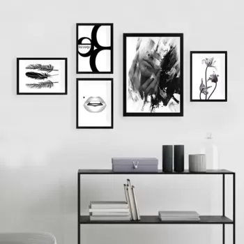 Set 5 tablouri decorative, SET_026, Lulu, 24x29 cm/34x44 cm, plastic imagine