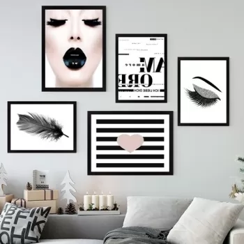 Set 5 tablouri decorative, SET_027, Lulu, 24x29 cm/34x44 cm, plastic imagine