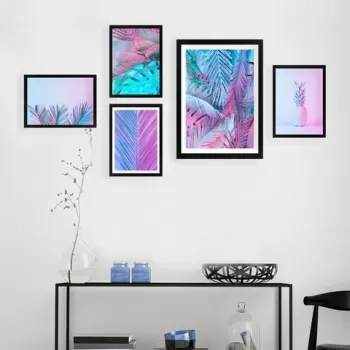 Set 5 tablouri decorative, SET_043, Lulu, 24x29 cm/34x44 cm, plastic imagine