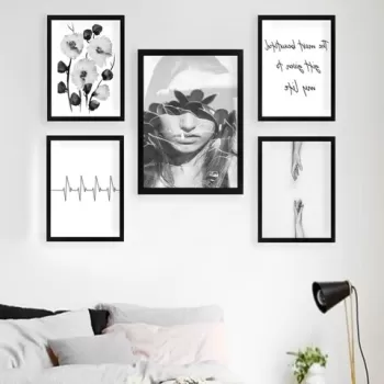 Set 5 tablouri decorative, SET_047, Lulu, 24x29 cm/34x44 cm, plastic imagine