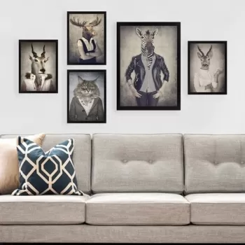 Set 5 tablouri decorative, SET_055, Lulu, 24x29 cm/34x44 cm, plastic imagine