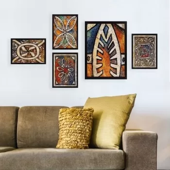 Set 5 tablouri decorative, SET_057, Lulu, 24x29 cm/34x44 cm, plastic imagine