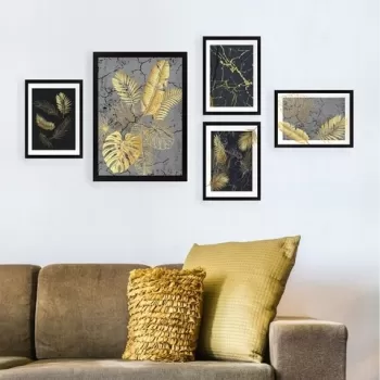 Set 5 tablouri decorative, SET_066, Lulu, 24x29 cm/34x44 cm, plastic imagine