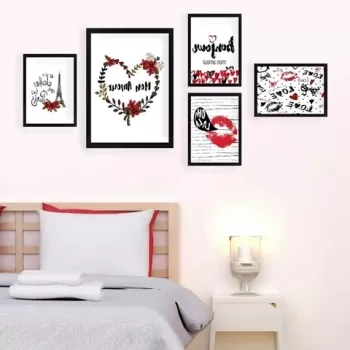 Set 5 tablouri decorative, SET_067, Lulu, 24x29 cm/34x44 cm, plastic imagine