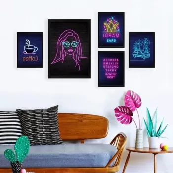 Set 5 tablouri decorative, SET_069, Lulu, 24x29 cm/34x44 cm, plastic imagine