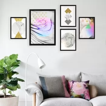 Set 5 tablouri decorative, SET_074, Lulu, 24x29 cm/34x44 cm, plastic imagine