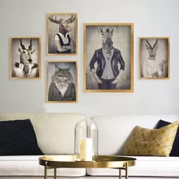 Set 5 tablouri decorative, SET_092, Lulu, 24x29 cm/34x44 cm, plastic imagine