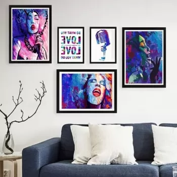 Set 5 tablouri decorative, SET_105, Lulu, 24x29 cm/34x44 cm, plastic imagine