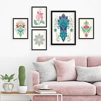 Set 5 tablouri decorative, SET_108, Lulu, 24x29 cm/34x44 cm, plastic imagine