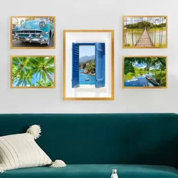 Set 5 tablouri decorative, SET_109, Lulu, 24x29 cm/34x44 cm, plastic imagine