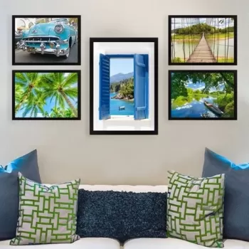 Set 5 tablouri decorative, SET_110, Lulu, 24x29 cm/34x44 cm, plastic imagine