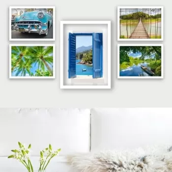 Set 5 tablouri decorative, SET_111, Lulu, 24x29 cm/34x44 cm, plastic imagine