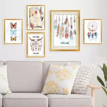 Set 5 tablouri decorative, SET_115, Lulu, 24x29 cm/34x44 cm, plastic imagine