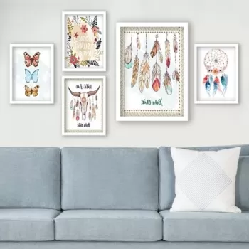 Set 5 tablouri decorative, SET_116, Lulu, 24x29 cm/34x44 cm, plastic imagine