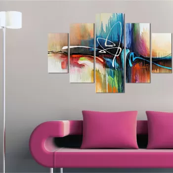Set 5 tablouri decorative, ST276, MDF , 56 x 20 cm, Multicolor imagine