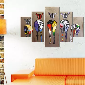 Set 5 tablouri decorative, ST283, MDF , 56 x 20 cm, Multicolor imagine
