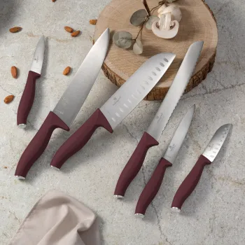 Set 6 cutite Berlinger Haus, Leonardo, inox, visiniu mat imagine