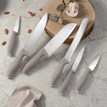 Set 6 cutite Berlinger Haus, Taupe, inox, taupe mat imagine