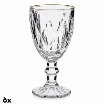 Set 6 pahare de vin Diamond Golden Line, Vivalto, 330 ml, sticla, transparent imagine
