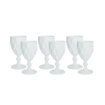 Set 6 pahare, Diamante Bianco, Brandani, 8x16 cm, 250 ml, sticla, alb imagine