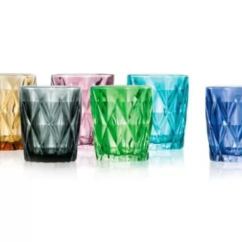 Set 6 pahare, Diamante, Brandani, 270 ml, sticla, multicolor imagine