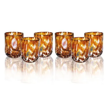 Set 6 pahare, Pavone, Brandani, 8x10.5 cm, 400 ml, sticla, ambra imagine