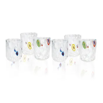 Set 6 pahare, Pavone, Brandani, 8x10.5 cm, 400ml, sticla, alb imagine