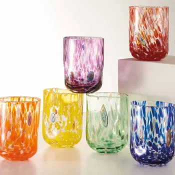 Set 6 pahare, Pavone, Brandani, 8x10.5 cm, 400ml, sticla, multicolor imagine