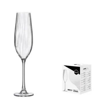 Set 6 pahare sampanie Jonica Flute, Alar, 260 ml, sticla, transparent imagine