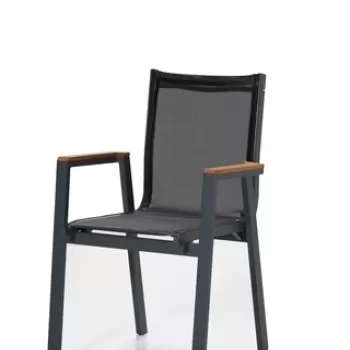 Set 6 scaune pentru gradina Ottowa Bahce Sandalye, Clara, 57x63x90 cm, gri/negru imagine