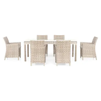 Set 6 scaune si masa pentru gradina/terasa Cielo, aluminiu/sticla securizata, gri imagine