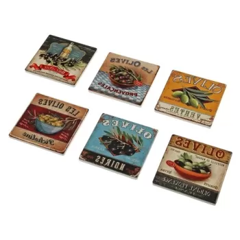 Set 6 suporturi pentru pahare Olives, Versa, 10 x 10 cm, ceramica imagine