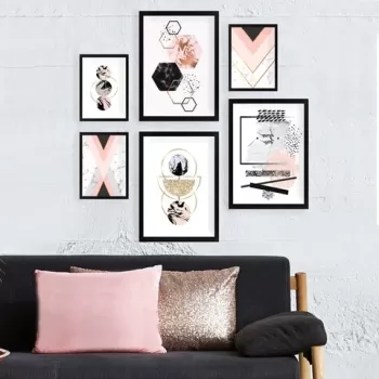 Set 6 tablouri decorative, SET_008, Lulu, 24x29 cm/34x44 cm, plastic imagine