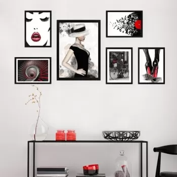 Set 6 tablouri decorative, SET_012, Lulu, 24x29 cm/24x44 cm, plastic imagine