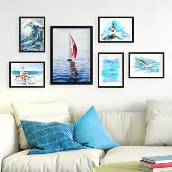 Set 6 tablouri decorative, SET_016, Lulu, 24x29 cm/24x44 cm, plastic imagine