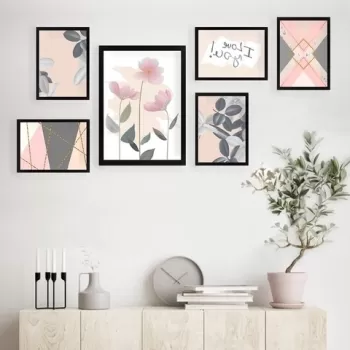 Set 6 tablouri decorative, SET_023, Lulu, 24x29 cm/24x44 cm, plastic imagine