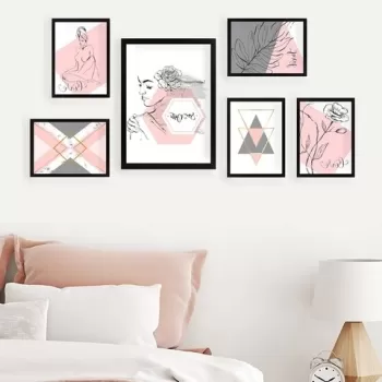 Set 6 tablouri decorative, SET_024, Lulu, 24x29 cm/24x44 cm, plastic imagine