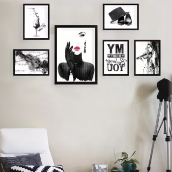 Set 6 tablouri decorative, SET_054, Lulu, 24x29 cm/24x44 cm, plastic imagine