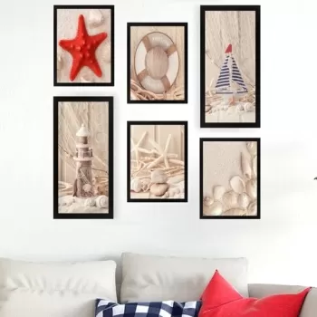 Set 6 tablouri decorative, SET_062, Lulu, 24x29 cm/24x44 cm, plastic imagine