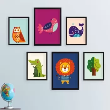 Set 6 tablouri decorative, SET_089, Lulu, 24x29 cm/24x44 cm, plastic imagine