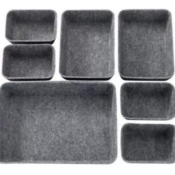 Set 7 organizatoare pentru dulap, Wenko, Felt, 28.5 x 5 x 20 cm, poliester, gri imagine
