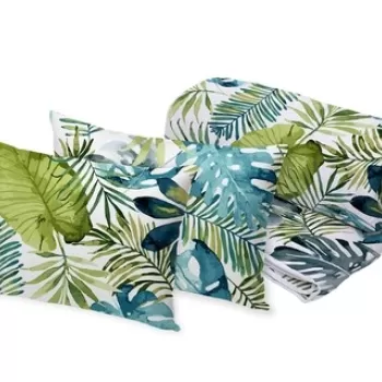 Set Alcam 2 perne microfibra 50x70 cm si pilota matlasata 180x200 cm, Jungle imagine