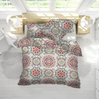 Set Alcam 2 perne microfibra 50x70 cm si pilota matlasata 200x220 cm, Kantha imagine