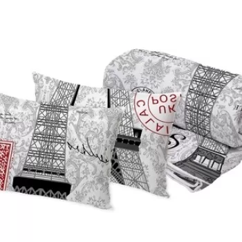 Set Alcam 2 perne microfibra 50x70 cm si pilota matlasata 220x200 cm, Paris imagine